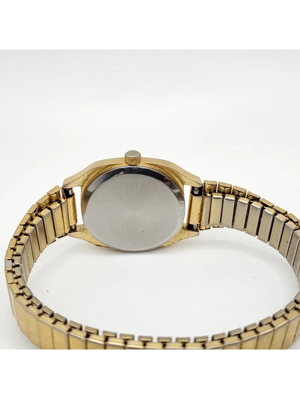 Exactime Quartz Watch Women 24mm Stretch Band Gold Tone New Battery